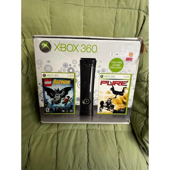 Microsoft Xbox 360 Elitev120GB Black Console Box ONLYHas Lego Batman and Pure